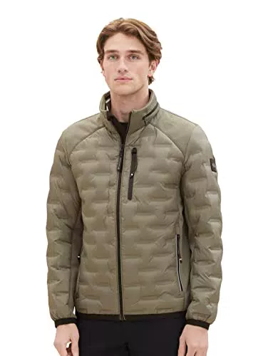 TOM TAILOR Herren Hybrid Steppjacke mit abnehmbarer Kapuze im Kragen