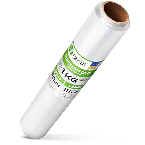 V1 TRADE Stretchfolie Transparent 150m x 50cm - Wickelfolie für Möbel
