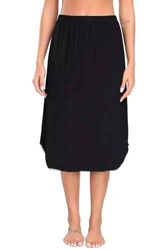 Wikoan Damen Unterrock Petticoat mit Spitzensaum und elastischer Taille