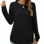 XIEERDUO Damen Pullover Strickpullover Langarmshirt Herbst Winter Tunika
