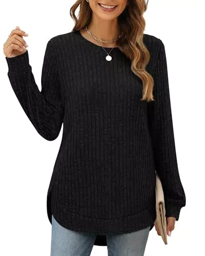 XIEERDUO Damen Pullover Strickpullover Langarmshirt Herbst Winter Tunika