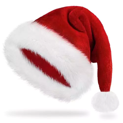 xmasell Nikolausmütze für Erwachsene – Plüsch Weihnachtsmütze für die Feier