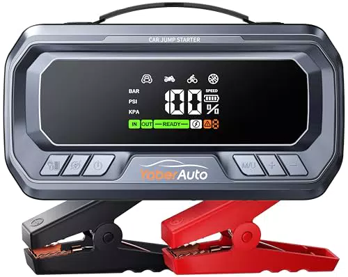 YaberAuto Starthilfe Powerbank mit 160 PSI Kompressor und 6000A Starterfunktion
