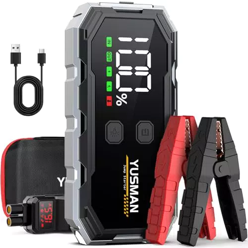 YUSMAN Starthilfe Powerbank 4000A 12V für Benzin- und Dieselautos mit LCD Display