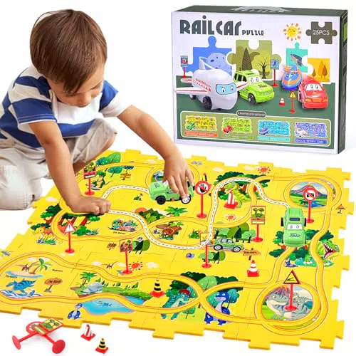 Cars Autorennbahn Spielzeugauto für Kinder ab 2 Jahren – DIY-Puzzlebahn Geschenk