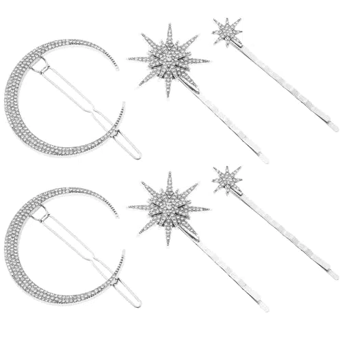 Vintage Haarschmuck: Strass Haarnadeln Mond und Stern für Damen und Mädchen