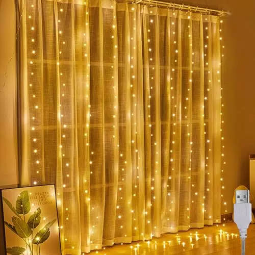 Lichtervorhang Bigwhale 2x2m mit 200 LED für Ramadan, Hochzeit, Party und Weihnachten