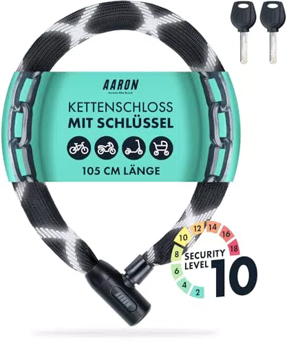 AARON Cobra Fahrradschloss mit Schlüssel, Kettenschloss für E-Bike und Mountainbike
