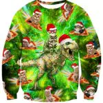 AIDEAONE 3D Weihnachtsmann Langarm T-Shirt für Herren und Damen