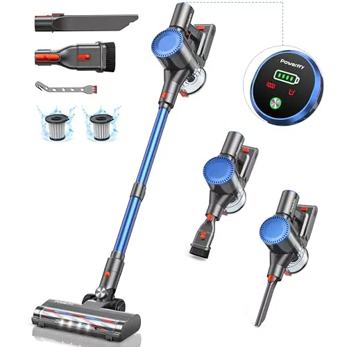 Akku Staubsauger 400W, kabellos, ultra leise, mit Anti-Tangle-Bürste, A++