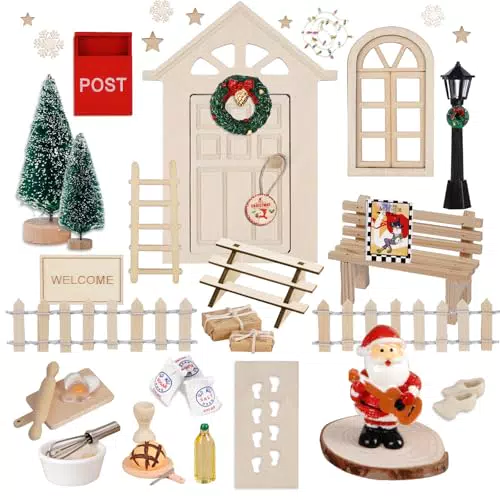 Alishomtll Wichteltür Set mit Zubehör für Weihnachten – DIY Geschenke für Kinder