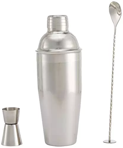 Amazon Basics Barbesteck-Set, Edelstahl, 710-ml-Shaker