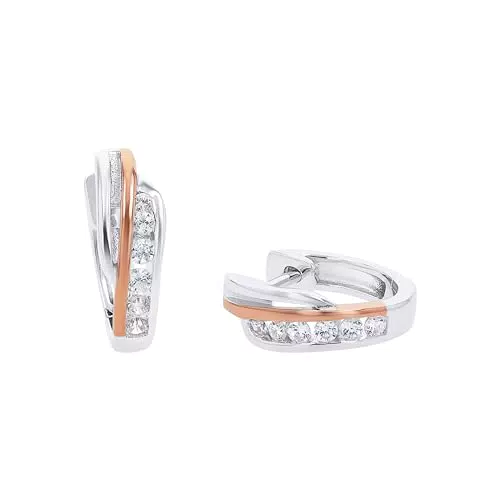 Amor Creolen 925 Sterling Silber Ohrschmuck mit Zirkonia in Geschenkbox