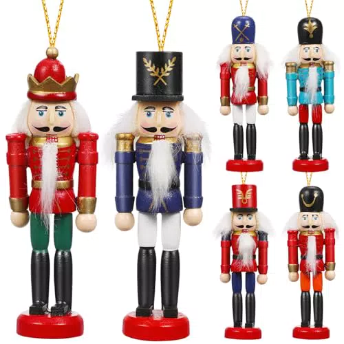 Amosfun Holz Nussknacker Soldat Figuren Deko für Weihnachten und Christbaum