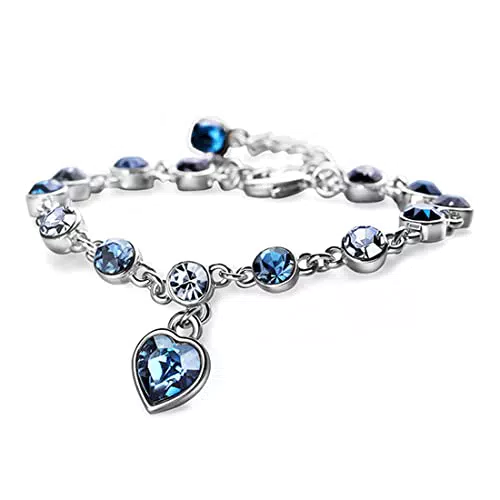 ARHZ Damen Armband mit Herz und Kristallen - Verstellbare Armkette für Frauen