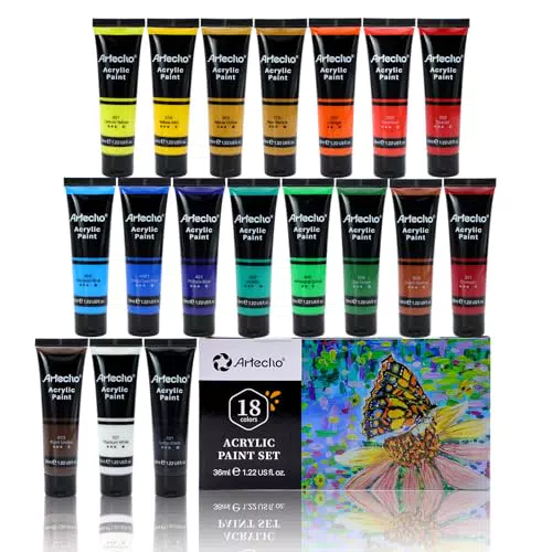 Artecho Acrylfarben Set – Wasserfeste, lichtechte und schnell trocknende Farben für kreative Projekte