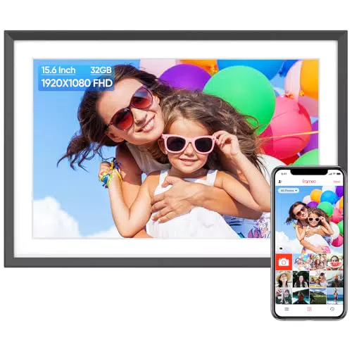 Digitaler Bilderrahmen ARZOPA 15,6 Zoll FHD Touchscreen mit 32GB Speicher - Fernfreigabe von Fotos und Videos - Kalender, Wetter, Musik