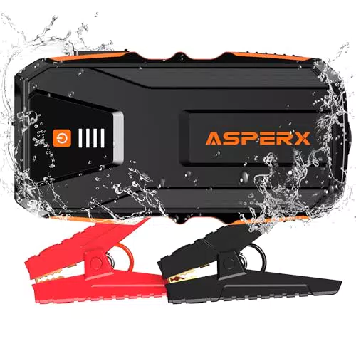 ASPERX Starthilfe Powerbank 3000A 12V für PKW, LKW, UTV und Motorrad mit LED Taschenlampe