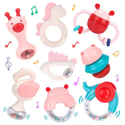 Babyspielzeug Wasserspielmatte für 0-12 Monate, Beißring und Rassel