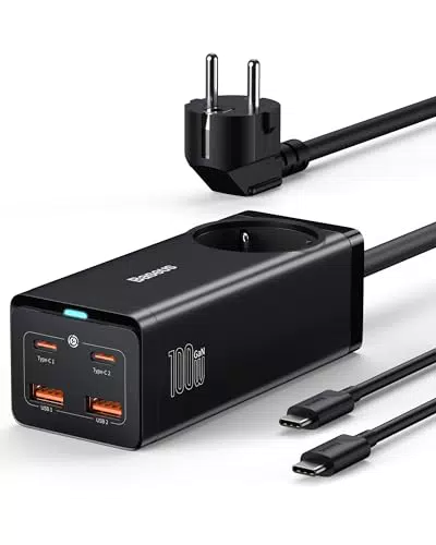 Baseus 100W USB C Ladegerät mit Steckdose und 4 Ports für MacBook und iPhone