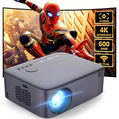 Beamer 4K mit WiFi6 und Bluetooth – Native 1080P Heimkino Projektor