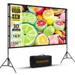 Towond Beamer Leinwand mit Stativ – Tragbare 16:9 HD Projektor Leinwand für Garten und Party