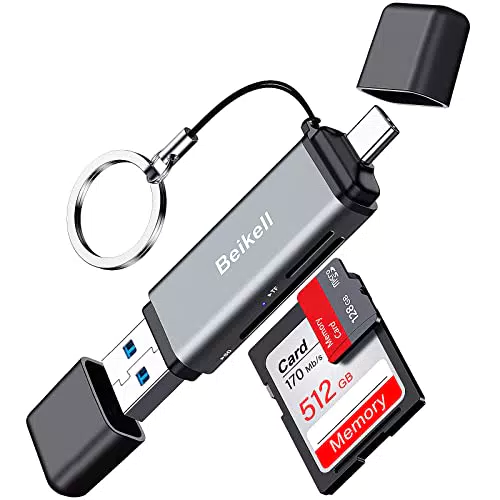 Beikell SD Kartenleser USB 3.0/USB C OTG Adapter für SD/MMC/Micro SD/TF