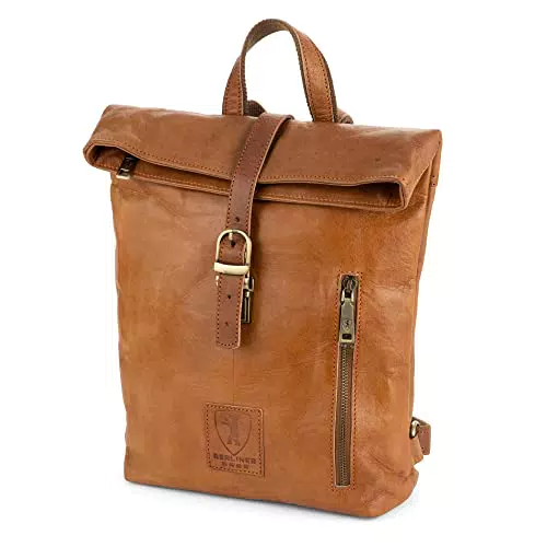 Berliner Bags Vintage Rucksack Seattle aus Leder, wasserdicht und rolltop