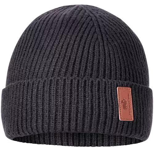 BISON DENIM Herren Beanie Strickmütze Winddicht Fleece Wintermütze Unisex