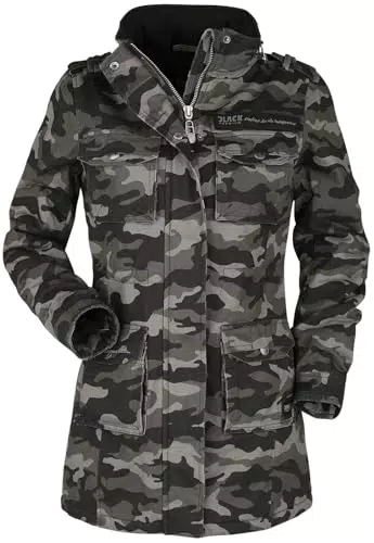 Black Premium Winterjacke Damen Camouflage mit Teddyfutter
