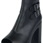 Black Premium Peeptoe Stiefelette mit Reißverschluss für Damen