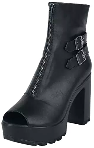 Black Premium Peeptoe Stiefelette mit Reißverschluss für Damen