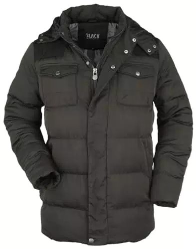 Black Premium Winterjacke mit abnehmbarer Kapuze für Herren
