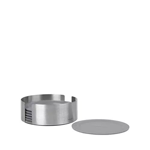 Blomus LARETO Silikon-Untersetzer mit Edelstahlhalter für elegantes Design