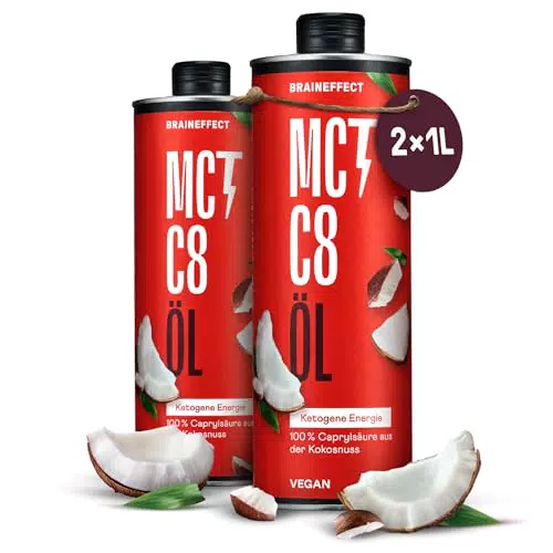 BRAINEFFECT MCT-Öl C8 – 300% mehr Ketone für ketogene Ernährung & Bulletproof Coffee