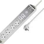 Steckdosenleiste von Brennenstuhl mit Edelstahloberfläche - 6-fach mit Schutzkontakt-Steckdosen, Euro-Steckdosen und USB-Anschlüssen