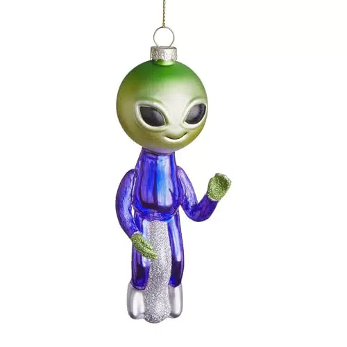 BUTLERS Weihnachtsbaumkugel Alien Christbaumschmuck Glas Anhänger Deko