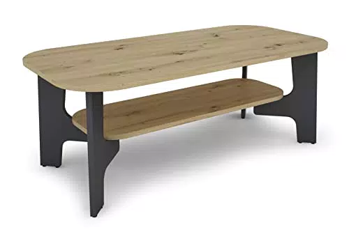 byLIVING Jonny Couchtisch Artisan Eiche mit Ablageboden aus Holzwerkstoff