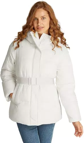 Calvin Klein Damen Pufferjacke mit Gürtel - Short Puffer Jacke