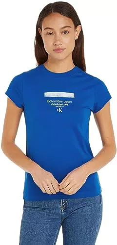 Calvin Klein Jeans Damen Stripe Logo MODERN Straight Tee J20J222039 Kurzarm T-Shirts