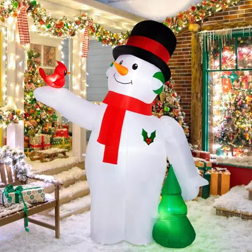CAMULAND Aufblasbarer Schneemann mit LED-Lichtern für Garten und Innenräume