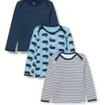 Baby Langarmshirts aus weicher Baumwolle - 3er Pack - Tiefblau - Größe 68