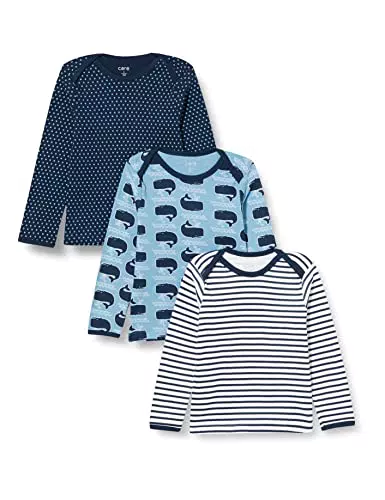 Baby Langarmshirts aus weicher Baumwolle - 3er Pack - Tiefblau - Größe 68