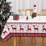 CAROMIO Tischdecke Weihnachten abwaschbar, wasserabweisend, knitterfrei, Hirsch Karo Muster