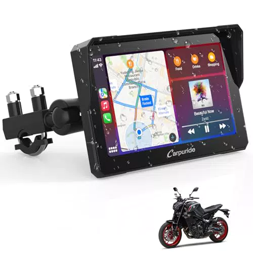 Carpuride W702 Motorrad GPS mit kabellosem CarPlay und Android Auto 7 Zoll