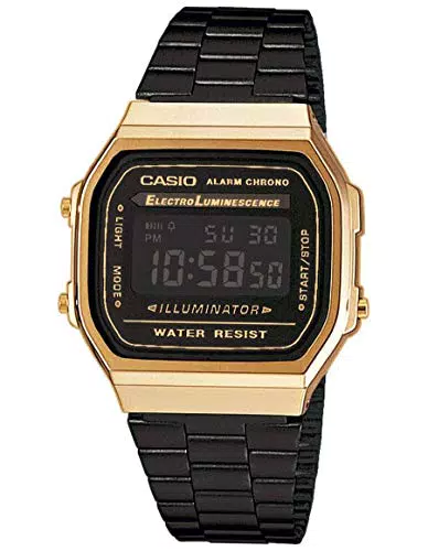Casio Armbanduhr Digital Quarz Edelstahl A168WEGB-1BEF für Erwachsene