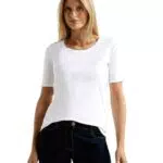 Cecil Damen Style Lena Basic T-Shirt Baumwolle, Vanilla White