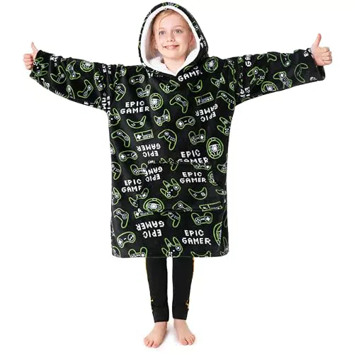 CityComfort Hoodie Decke Kinder Fleece Kapuzenpullover für Jungen