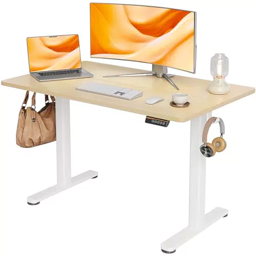 Claiks Höhenverstellbarer Schreibtisch Elektrisch, Stehschreibtisch 120x60 cm