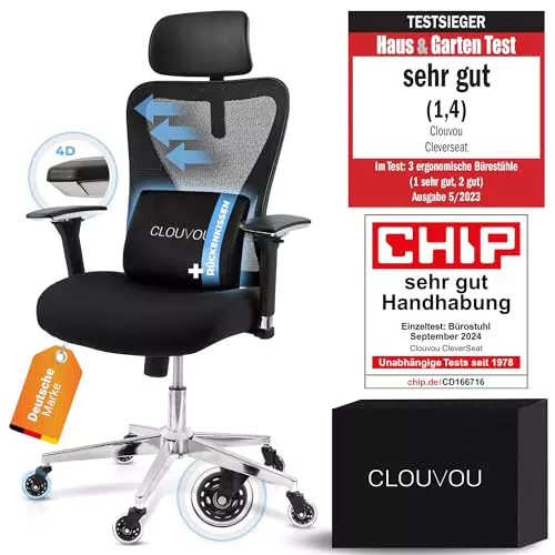 CLOUVOU CleverSeat Ergonomischer Bürostuhl – Individuell einstellbar für Home Office